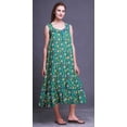 thumbnail image 4 of Bimba Chemises de Nuit en Coton Bleu Sarcelle à Pois/cœur et Imprimés Artistiques pour Femmes, Robe Sans Manches, Tenue de Nuit, Robe Maxi X-Small, 4 of 6