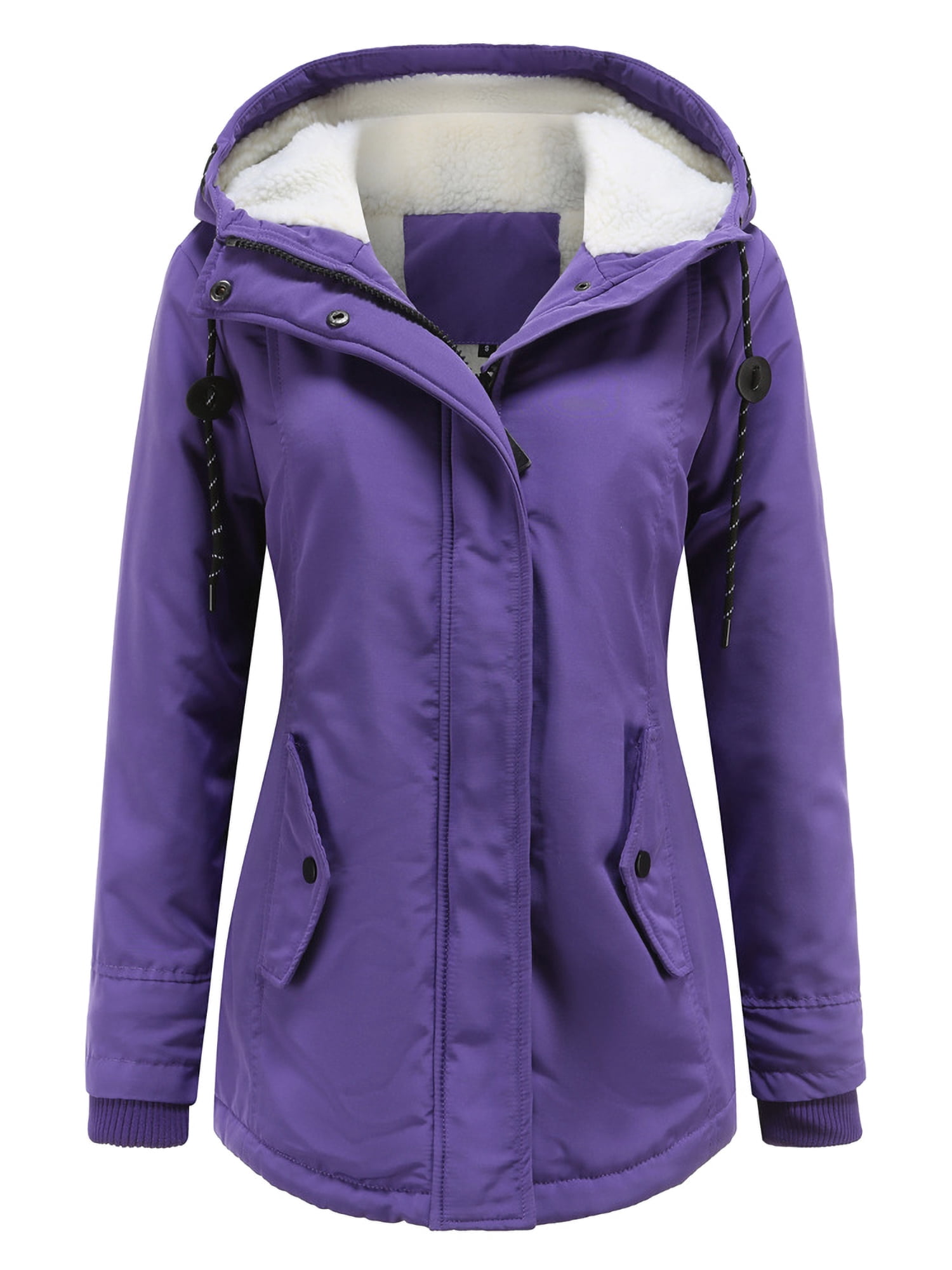 Innerwin Manteau à Capuche pour Femmes, Veste à Manches Longues avec Cordon de Serrage, Violet 2TG
