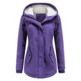thumbnail image 1 of Innerwin Manteau à Capuche pour Femmes Veste à Cordon Manches Longues Boutons Violet P, 1 of 5
