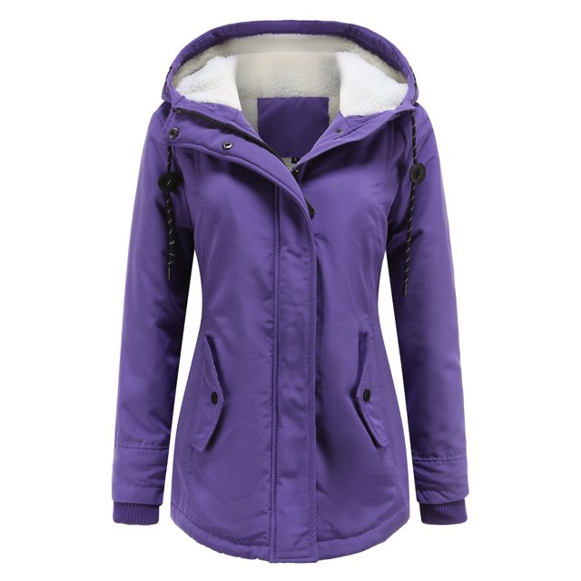 Innerwin Manteau à Capuche pour Femmes Veste à Cordon Manches Longues Boutons Violet P
