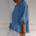 thumbnail image 4 of Plebaso T-Shirts en Coton et Lin pour Femmes à Manches à Volants, Col Ras du Cou, T-Shirts Unis Légers, Hauts, 4 of 7