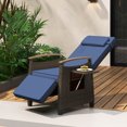 thumbnail image 1 of Costway 1 PCS Fauteuil Inclinable de Patio en Osier avec Dossier et Repose-Pieds Réglables Table d'Appoint Rabattable Bleu Marine, 1 of 9