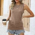 thumbnail image 3 of Timegard Débardeurs pour Femmes Col Rond Fente Latérale Confortable Été Ajusté Décontracté Sans Manches Longs Hauts Blouse, 3 of 7