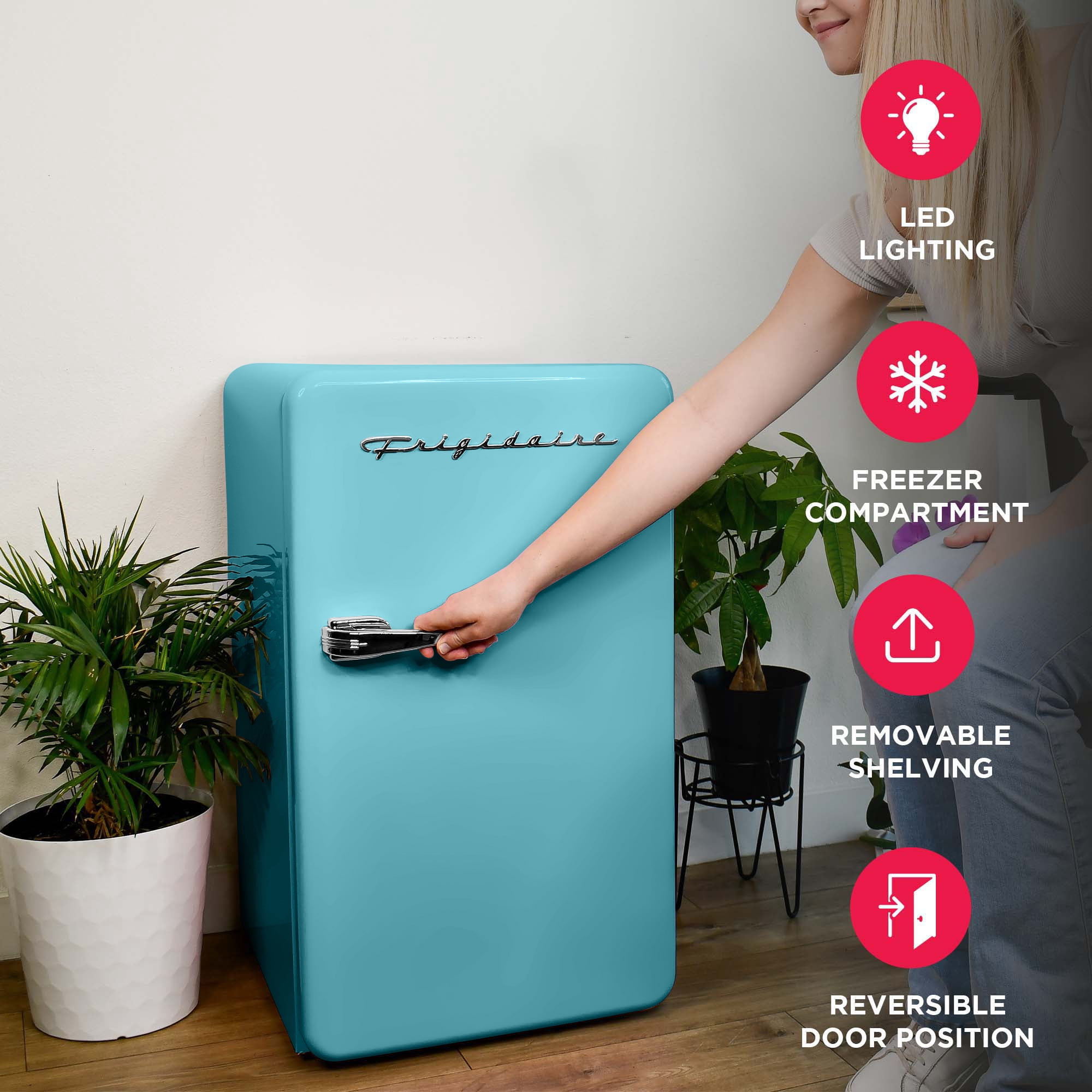 Réfrigérateur compact rétro Frigidaire de 3,2 pi³ – Mini-réfrigérateur avec congélateur pour appartement, dortoir, bureau ou chambre – Bleu