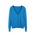 thumbnail image 1 of Innerwin Cardigan Sweater V Neck Ladies Coat Fall Solid Color Loose Outwear Lake Blue M, 1 of 2