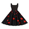 thumbnail image 3 of Robe Imprimée pour la Saint-Valentin pour Femmes, Col en U, Sans Manches, Fermeture Éclair, Grand Ourlet, une Pièce, S/ M/ L/ TG/ TTG, 3 of 7
