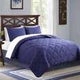 thumbnail image 3 of JML Twin Size Comforter Set 2-Piece - 480GSM Creased Texture Square Design, Navy, 3 of 5
