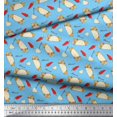thumbnail image 2 of Soimoi Blue Poly Georgette Fabric Red Chilli & Tacos Food Print Sewing Fabric Yard 42 Inch Wide, 2 of 5