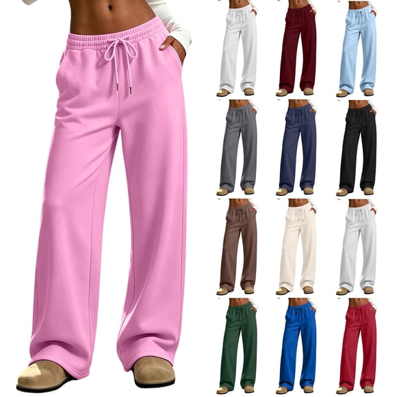 Vrorvz Women Sweatpant Drawstring Elastic Waisted Pants Summer Casual Athletic Loose Sweatpants with Pockets