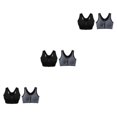 thumbnail image 3 of Youkk 2x Fit With Multiple Sizes Available Zip Front Sports Bra Seamless Construction black + gray S 3Set, 3 of 6