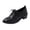 Black, variant on Black Shoes Women, Trendy Casual Leather Loafers with Round Toe and Low-Cut Heel