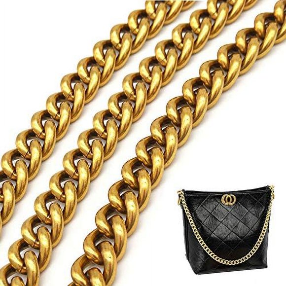 HSHDLDF DIY Chunky Aluminum Purse Chain Strap 23 inches, Wide 13mm Metal Purse Chain Strap Replacement for Shoulder Bag Purse Handle Bag Chain with Alloy Buckles, Upscale Replacement Purse Chain (An