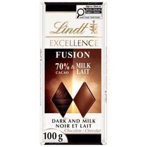 Lindt EXCELLENCE Fusion 70% Dark & Milk Chocolate Bar, 100g