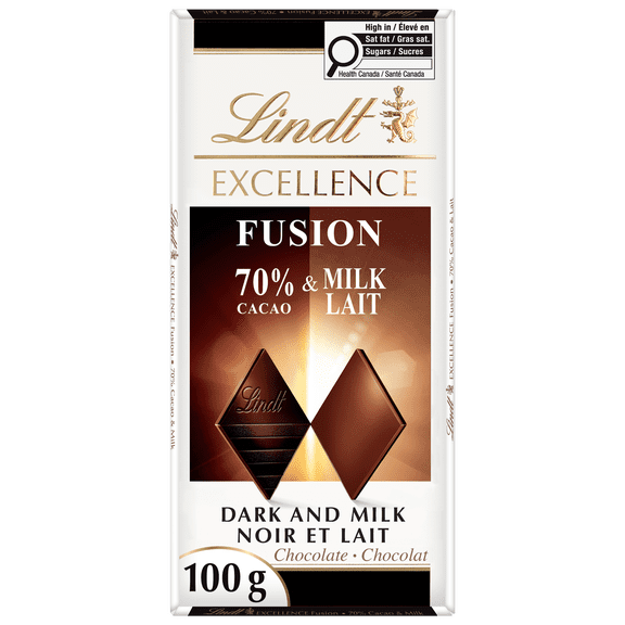 Lindt EXCELLENCE Fusion 70% Dark & Milk Chocolate Bar, 100g