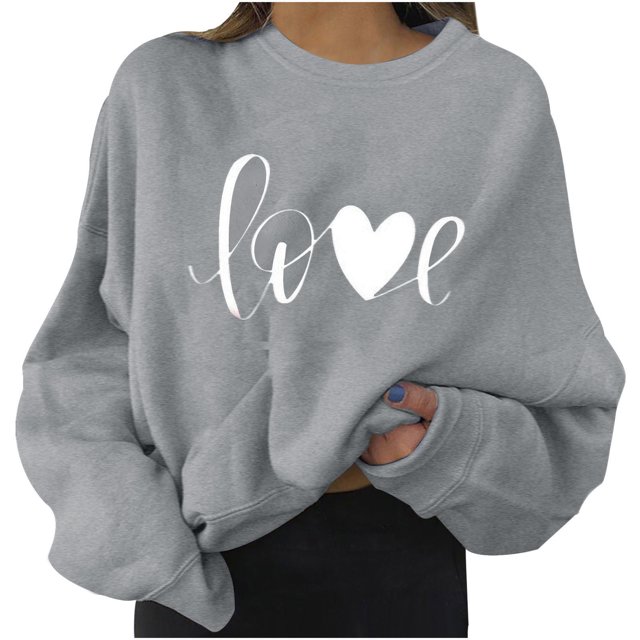 Ketyyh-chn99 Chandail à Col Rond pour Femmes, Chandail Décontracté Ample à Col Rond à Manches Longues pour Femmes, Hauts Surdimensionnés, Chandails Décontractés Gris, P