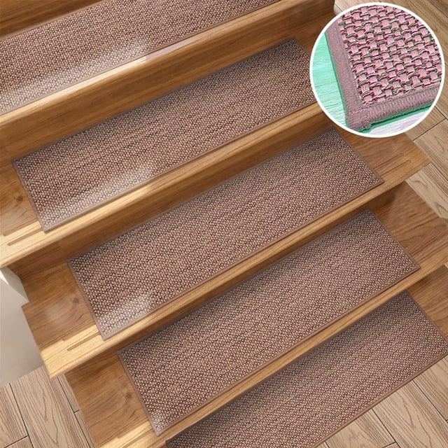 Yhmxh Bathroom Rugs Imitation Linen Needle Stair Mat8x30cm Non-Slip Carpet Stair Treads Non-Slippery Rug Slip Resistive Indoor Runner For Kids Elders And Pet With Reusable Adhesive Living Room Rug