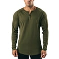 thumbnail image 1 of FAROOT Men's Spring Autumn Casual T-shirt Solid Color Long Sleeve Crewneck Button Down Shirt Tops, 1 of 6