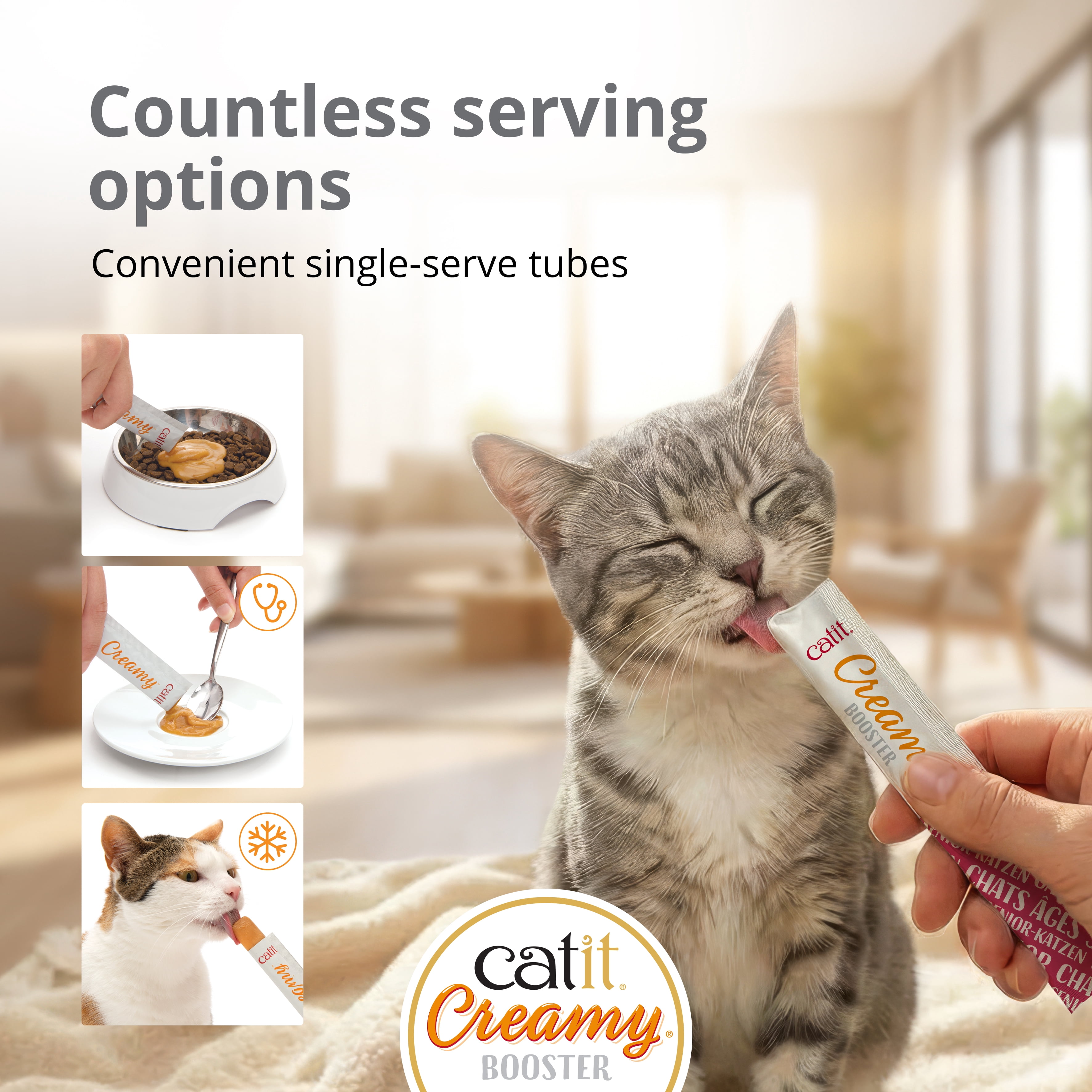Gâteries Catit Creamy Booster pour chats âgés, 5 x 15 G