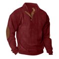 thumbnail image 1 of Besolor Mens Corduroy Sweatshirts Color Block Lapel Collar Button up Pullover Mock Neck Long Sleeve Sweaters Tops, 1 of 6