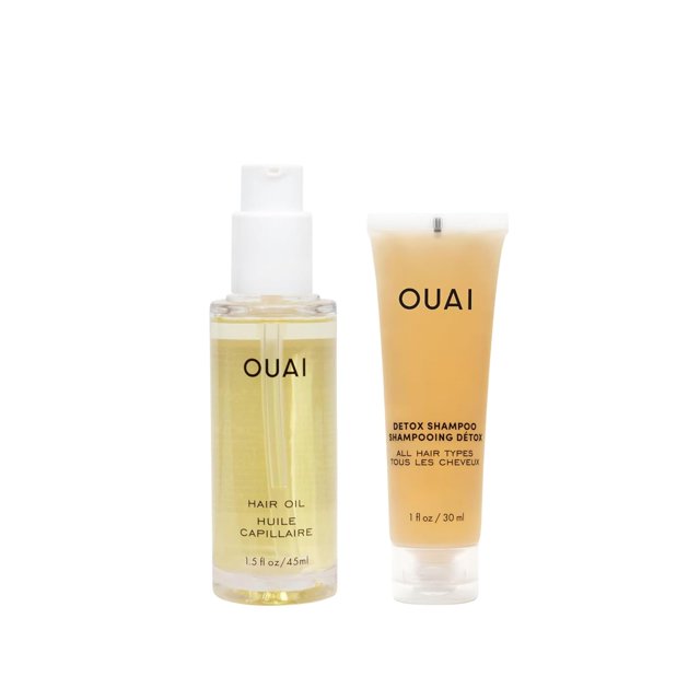 OUAI Hair Oil Full Size + Detox Shampoo Deluxe Size Bundle (2 Count)
