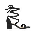 thumbnail image 3 of BLISSFUL STEP Women's Open Toe Lace Up Mid Chunky Heeled Sandals, 3 of 7