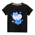 thumbnail image 1 of RKSTN Hauts pour Enfants Garçons Filles Saint-Valentin 2024 Mode Mignon Couleur Unie Col Rond Hauts Imprimé Cœur Manches Courtes, 1 of 4