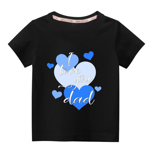 RKSTN Hauts pour Enfants Garçons Filles Saint-Valentin 2024 Mode Mignon Couleur Unie Col Rond Hauts Imprimé Cœur Manches Courtes