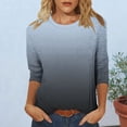 thumbnail image 2 of Cinvoph T-Shirts d'Été Imprimés pour Femmes Manches 3/4 Col Rond Dégradé Hauts Chandail Ample Blouses de Vacances, 2 of 6