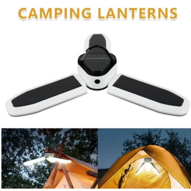 POINTERTECK Lanterne de Camping à 60 DEL Rechargeable à Énergie Solaire, Lumières de Camping à 5 Modes d'Éclairage, Lumière d'Urgence pour la Randonnée, le Backpacking, la Pêche, Utilisation Extérieure et à la Maison, Portative