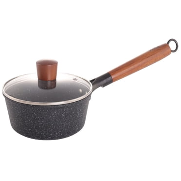 Verka Non-Stick Milk Pan, 16cm, Stonetec Design, with Lid and Wooden Handle