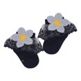 thumbnail image 4 of Infant Baby Girls Ruffle Socks, Sweet Eyelet Frilly Lace Princess Ankle Socks with Sunflower Applique, 4 of 5