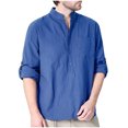 thumbnail image 1 of RXIRUCGD Mode Homme Uni Col Rabattu Demi-Cardigan Haut Décontracté Chemise Hauts à Boutons, Bleu, Taille : M, 1 of 2