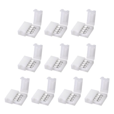 Uxcell 10mm 4P LED Strip Connector Solderless for 5050 3528 RGB 4 Conductor Strip Lights Strip to Strip 10Pcs