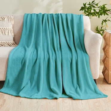 Gogreen Cozy Flannel Blanket Printed -Twin Size Bed Blanket for Home Decoration - Ultra Soft, Lightweight, Microfiber Throws (Twin - 60" x 80", Turquoise)