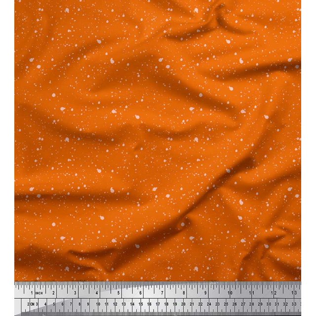 Soimoi Orange Rayon Fabric Brush Stroke Abstract Decor Fabric Printed Yard 42 Inch Wide