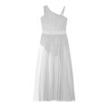 thumbnail image 4 of MSemis Robe de Danse Moderne Jazz Lyrique Sans Manches pour Filles avec Strass, Jupe de Ballet Blanche 16, 4 of 6