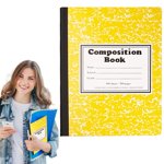 Mohdy Yellow Marble Snowflake Notebook,Wide Ruled Notebook Composition Notebooks Wide Ruled Composition Book Wide Notebook Papersewn Binding Cover Assorted Colors,Material:Paper