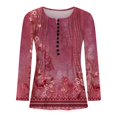 thumbnail image 3 of TIMIFIS Womens Tunics Casual Blouse Ruffle Button Up Long Sleeve Henley Tunic Shirts Fit Flare-Red-MFall, 3 of 4