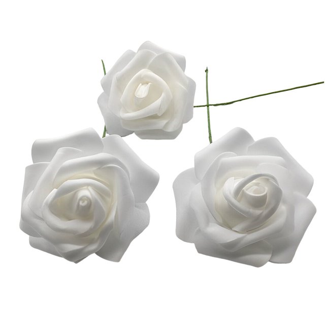 Xingzhi 50 Pieces Home Office Hotel Portable Realistic Artificial Flowers Indoor Outdoor Wedding Reusable Simulation Roses White