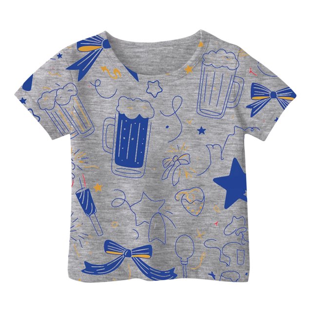 Toddler Child Girls Summer T Shirts Soft Graphic Printed Short Sleeve Basic Tees Ruffle Crewneck Home Wear Tops size 12-13T