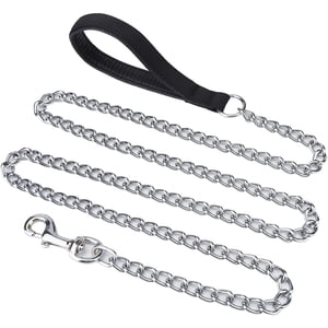 6ft Metal Chain Heavy Duty Dog Leash, Chew Proof Chain Dog Leash with Padded Handle for Large & Medium Size Dogs