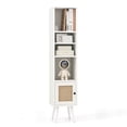 thumbnail image 1 of Patiojoy Slim Tall Rattan Storage Cabinet Boho Accent Bookshelf w/ Rattan Door 12-Position Adjustable Shelf & Solid Wood Legs White, 1 of 9