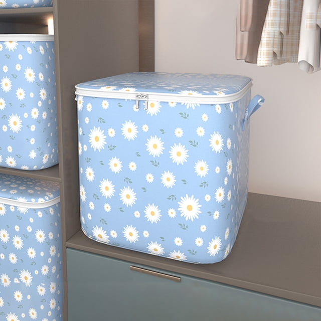 HCBY Foldable Quilt Storage Bag with Double Zipper, Portable Clothes Organizer for Closet, Space Saving Winter Cup Storage Box for Dorm, Versatile Moving Bag for Blankets Bedding