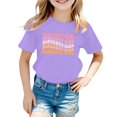 thumbnail image 1 of MEZZALL T-Shirt Décontracté à Lettres pour Filles, Col Rond, Manches Courtes, Coloré, 3-4 Ans, 1 of 3