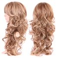 thumbnail image 2 of Perruque Longue Synthétique Bouclée avec Frange Cheveux Courts Perruques Résistantes à la Chaleur Perruque Complète Tête Complète pour Femmes Blond Mèches, 2 of 4