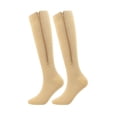thumbnail image 1 of Estbridge 3 Pairs Zipper Compression Socks Thigh High 20-30 mmHg Compression Socks with Zipper Closed Toe Thigh High Compression Stockings for Women Men Swelling, 1 of 8