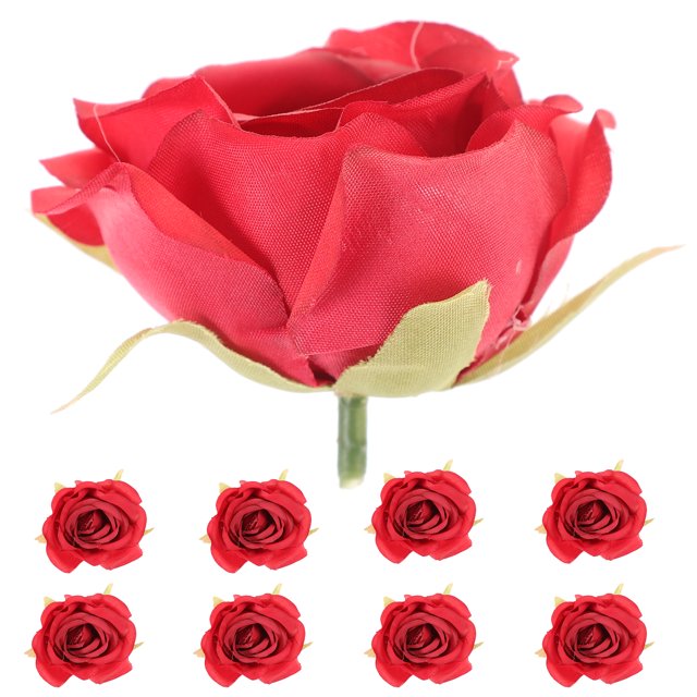10 Pcs Têtes de Roses en Soie Artificielles Fausses Têtes de Fleurs de Roses pour Mariage DIY