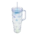 thumbnail image 3 of Mainstays 30oz Arch Textured Plastic Double-Wall Straw Tumbler with Handle, Cashmere Blue Iridescent, 3 of 6