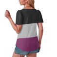 thumbnail image 3 of Plebaso Hauts pour Femmes Chemises à Oeillets à Blocs de Couleur Manches Courtes T-Shirts Amples Décontractés Col Rond Blouses Tendance, 3 of 6