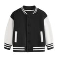 thumbnail image 1 of Girls Coats & Jackets Child Autumn Spring Long Sleeved Color Block Baseball Black Girls Fall Tops ,5-6 Years, 1 of 4